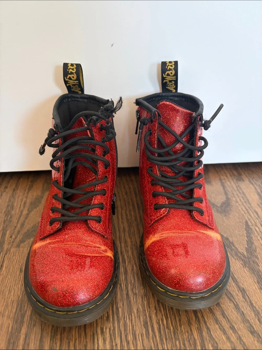 Dr. Martens red glitter